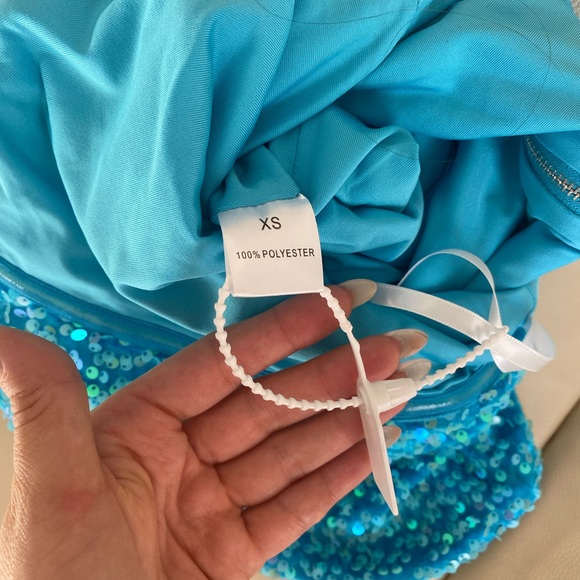 Size SX STRAPLESS MIDI DRESS NEW IN BLUE - Picture 13 of 15